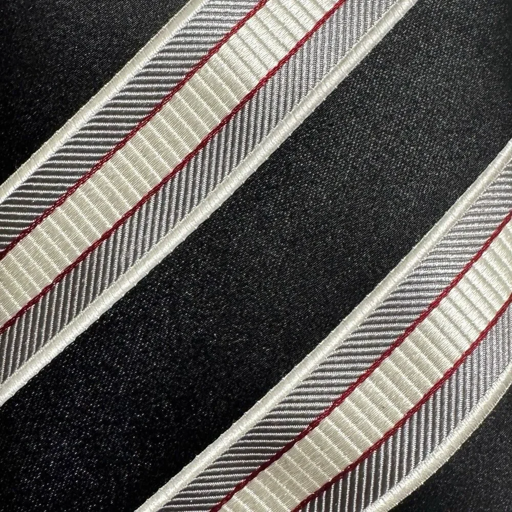 Donald J. Trump Signature Collection Silk Tie Black/White/Silver Striped 60